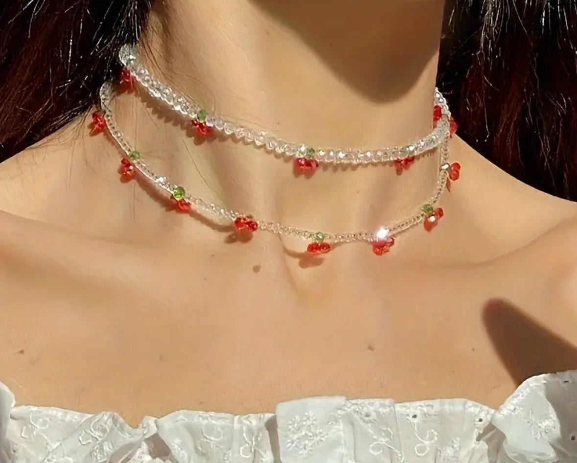 Cherry Blossom Beaded Choker